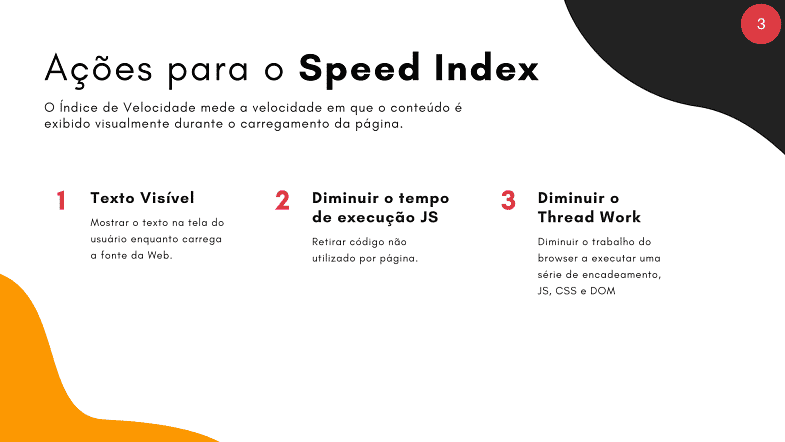 Acoes a executar para melhorar o Speed Index-Indice de velocidade no PageSpeed Insights 