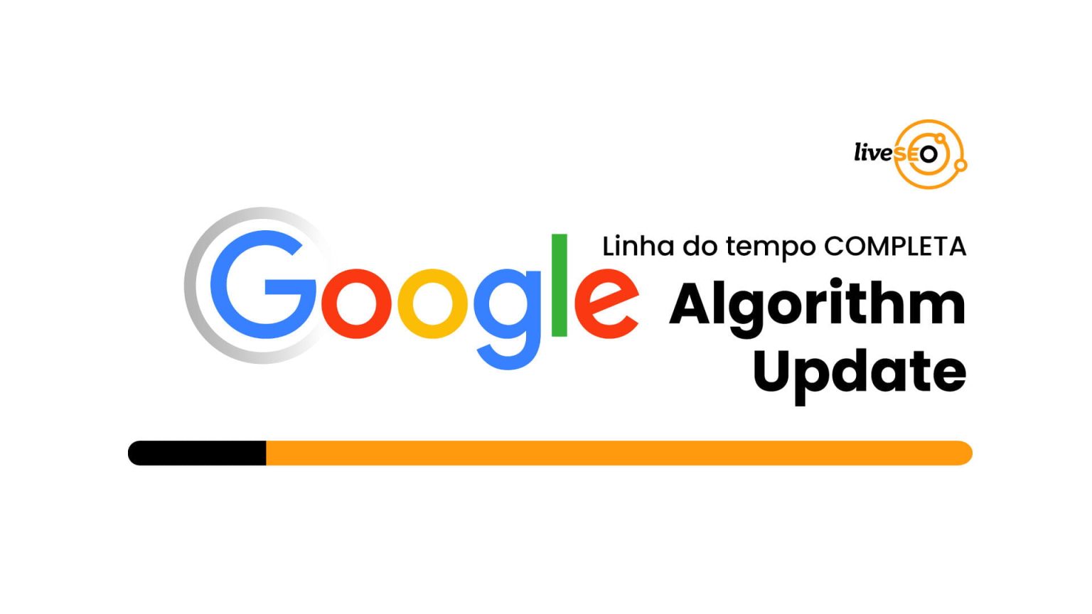 Logo da Google junto com escrita "linha do tempo completa com os updates do algoritmo do Google"