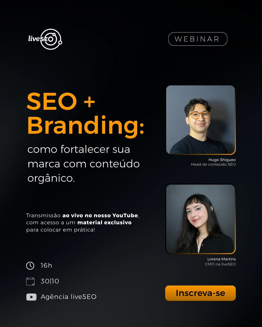 lp webinar SEO Branding como fortalecer sua marca com conteudo organico